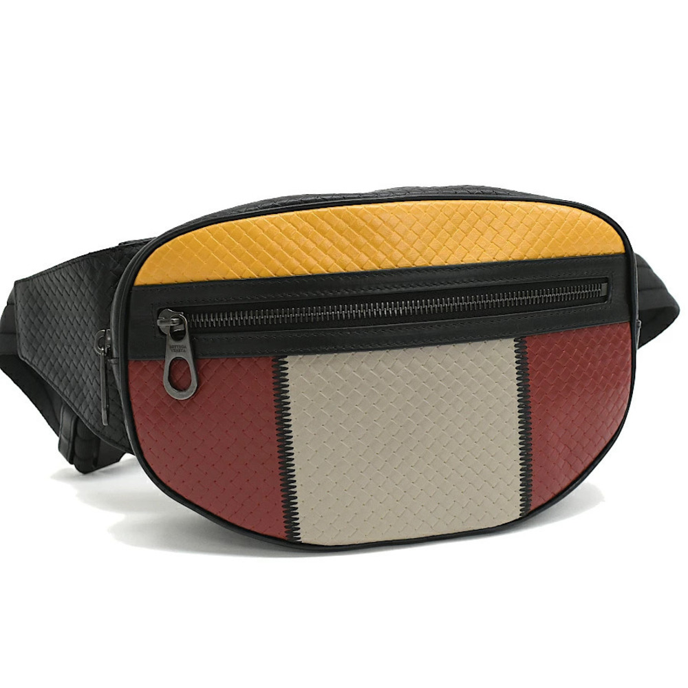 Bottega Veneta Waist Belt Bag Body Intrecciato Leather Black Gray Yellow
